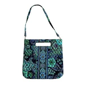 Vera Bradley Rhapsody Paisley Quilted Shoulder Tote Blue Green Bag